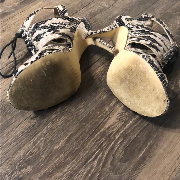 Lace-up Faux Snakeskin Heels - Picture 5 of 6